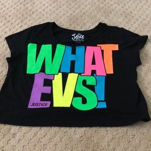 Justice crop top black and rainbow